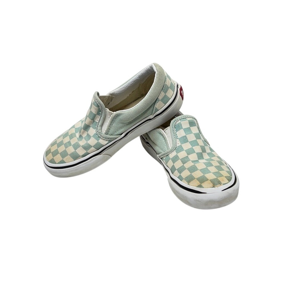 Vans Classic Green White Canvas Slip-ons Shoes 12.5 Skater Streetwear Kids